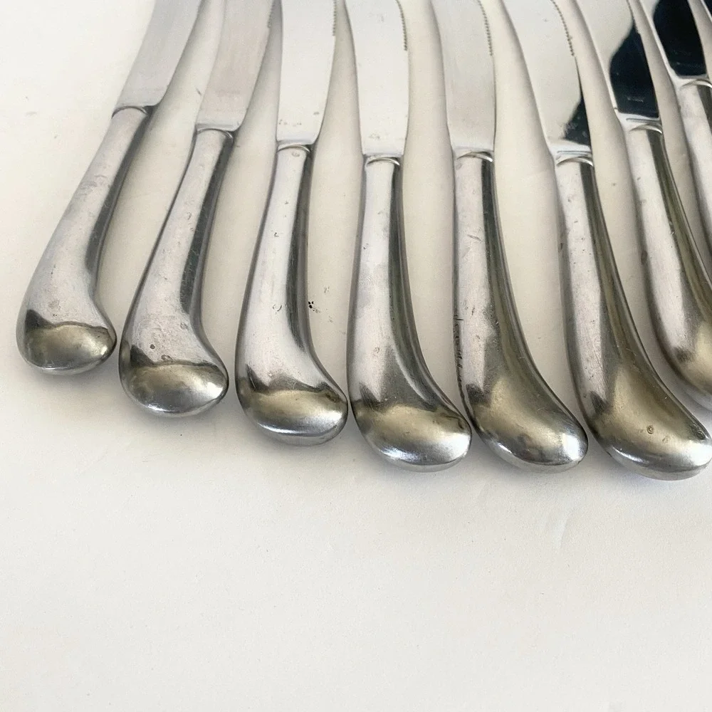 Vtg Lot Of 10 Pistol grip butter knives‎ Stainless Steel Flat Wear Korea MCM